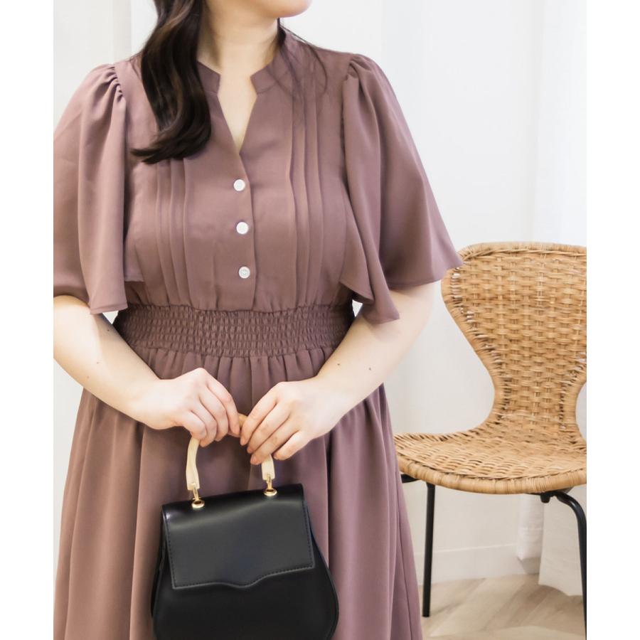 大きいサイズ レディース CLETTE オリジナル ケープ袖 ワンピース LL