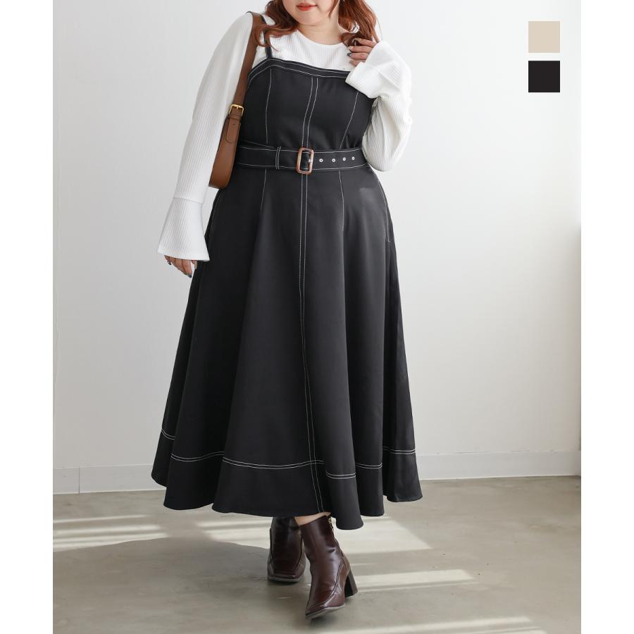 大きいサイズ レディース CLETTE オリジナル 配色 ステッチ フレア