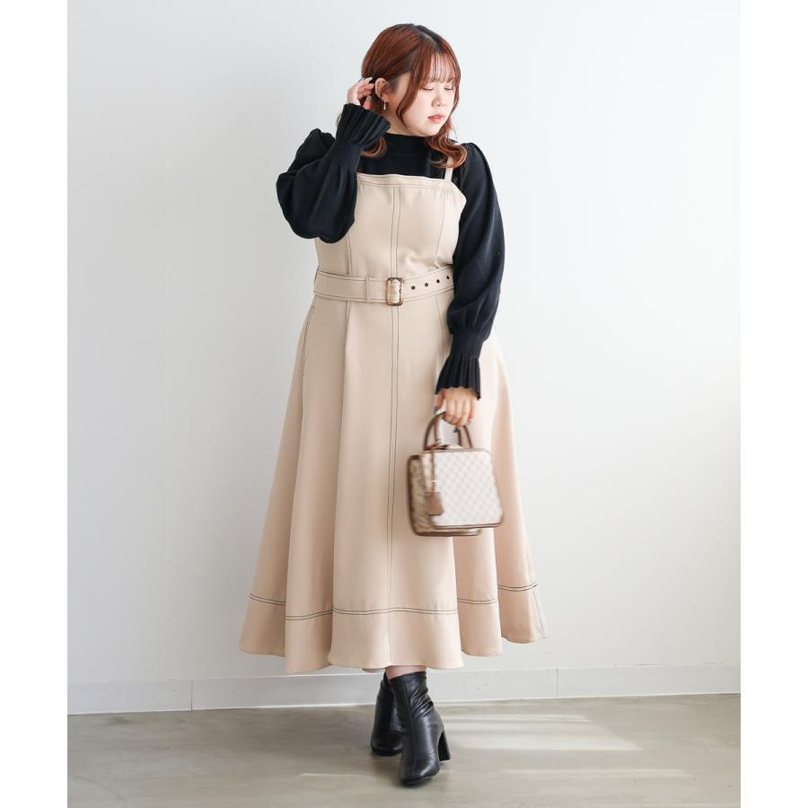 大きいサイズ レディース CLETTE オリジナル 配色 ステッチ フレア