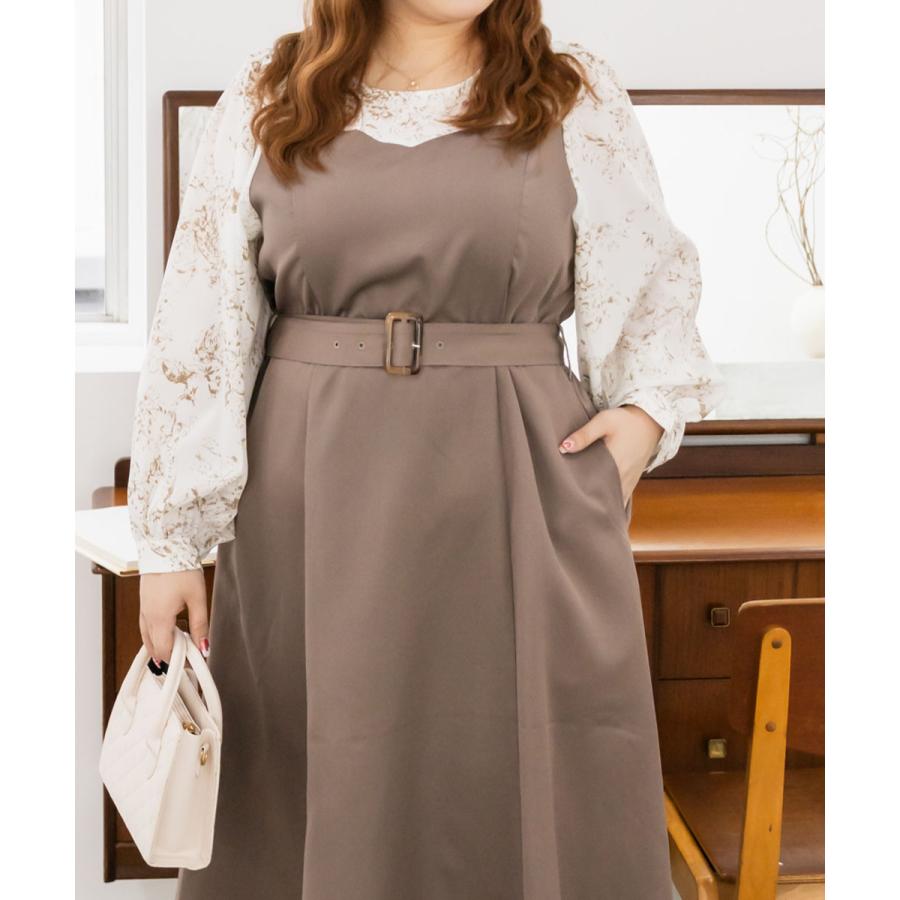 大きいサイズ レディース CLETTE オリジナル 花柄 ドッキング