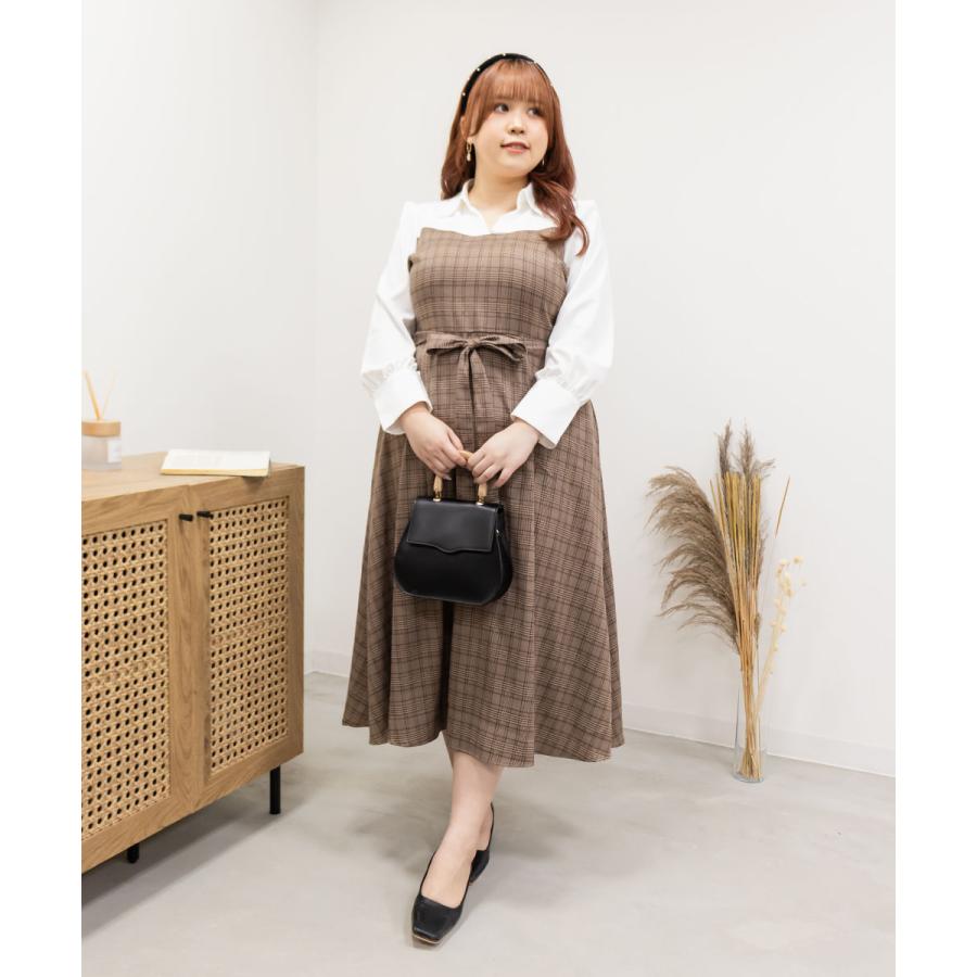 大きいサイズ レディース CLETTEオリジナル☆チェック柄ドッキング