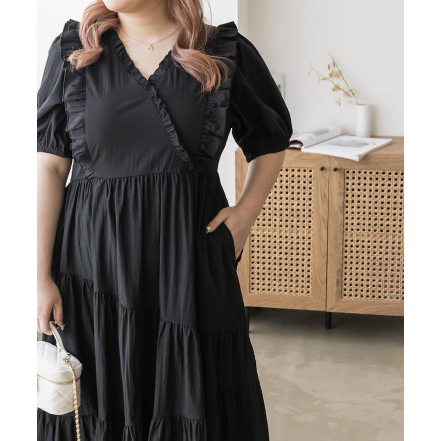マーレット シャツワンピース ティアードフリル ボタンアップ マーレット シャツワンピース ティアードフリル ボタンアップ