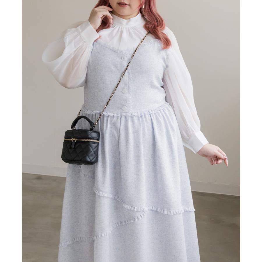 大きいサイズ レディース CLETTEオリジナル☆ななめ切替ツイード風