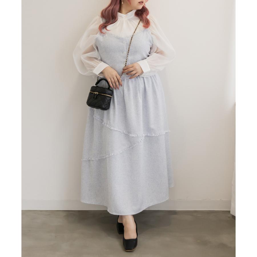 大きいサイズ レディース CLETTEオリジナル☆ななめ切替ツイード