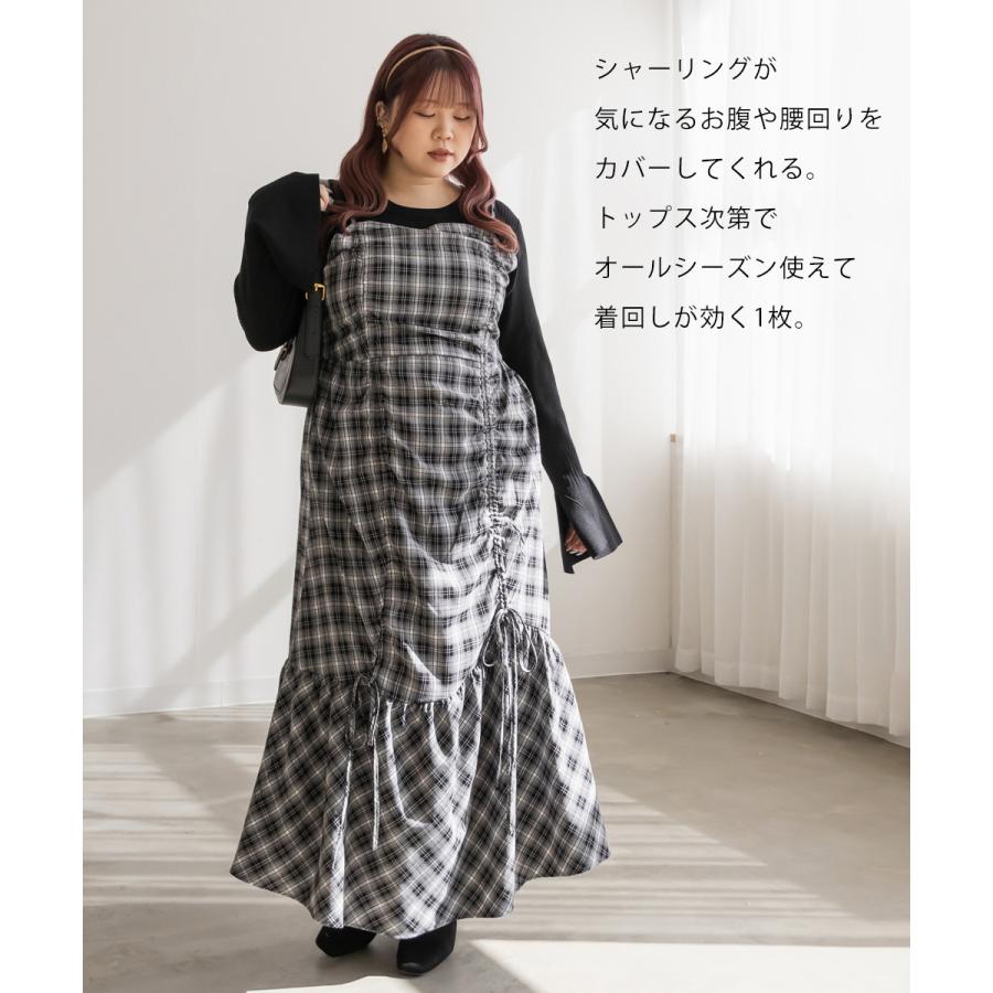 CLETTE　クレット　スクエアネックシャーリングチェック柄ワンピース　３Ｌ CLETTEオリジナル☆スクエアネックシャーリングチェック柄