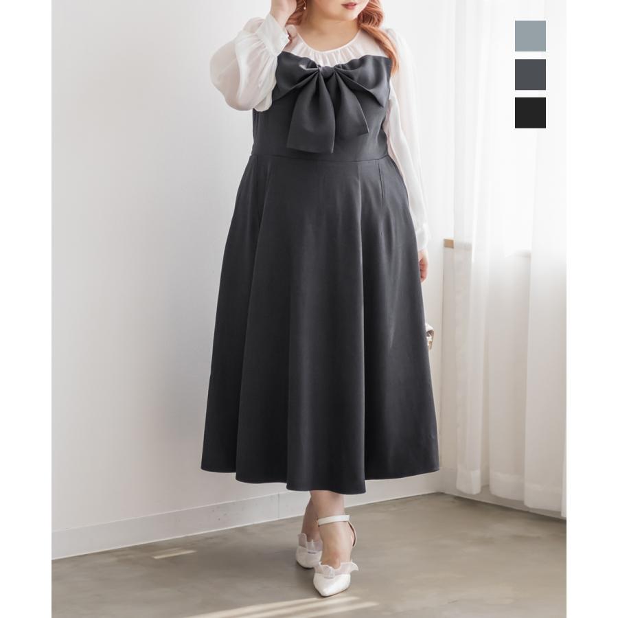 【匿名発送】CLETTE リボンデザインワンピース LL 秋コーデ 大きいサイズ 大きいサイズ レディース CLETTEオリジナル☆リボン使いチェック柄