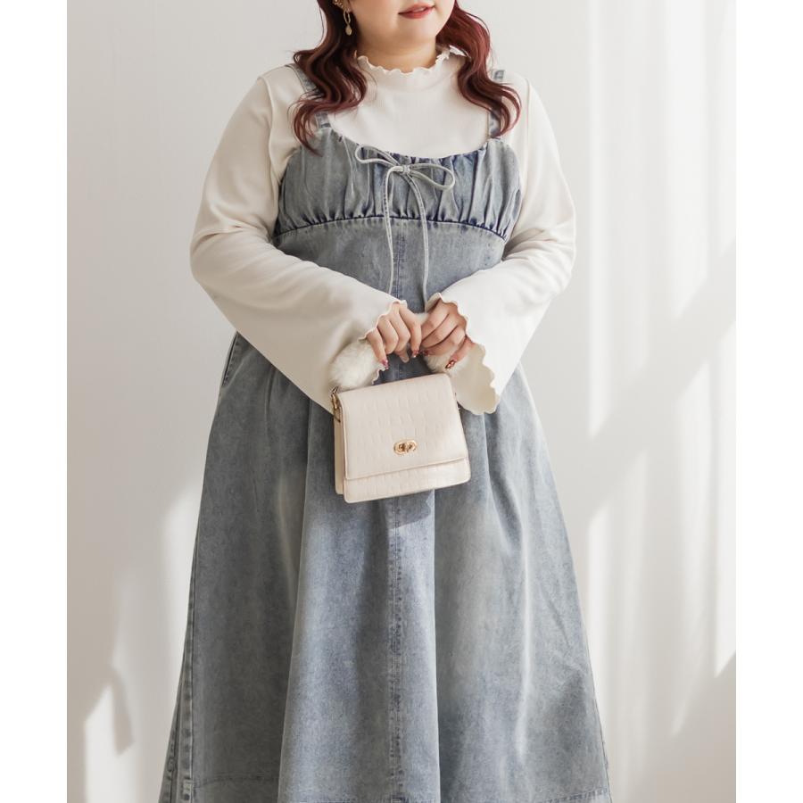 大きいサイズ レディース CLETTEオリジナルビスチェ風デニムワンピース