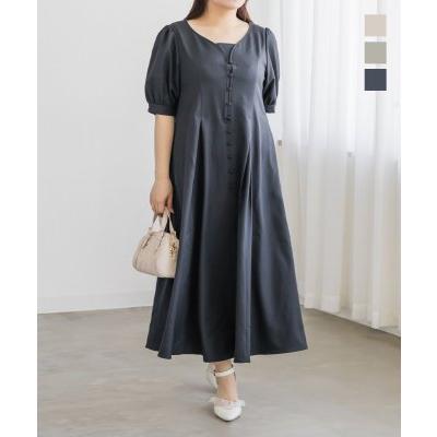 美品！CLETTEオリジナルフロントボタンセミフレアワンピース4L 大きいサイズ レディース CLETTEオリジナルフロントボタンセミフレア