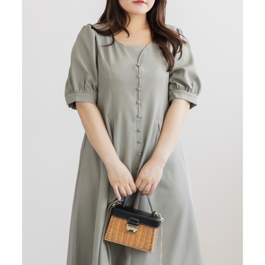 美品！CLETTEオリジナルフロントボタンセミフレアワンピース4L 大きいサイズ レディース CLETTEオリジナルフロントボタンセミフレア