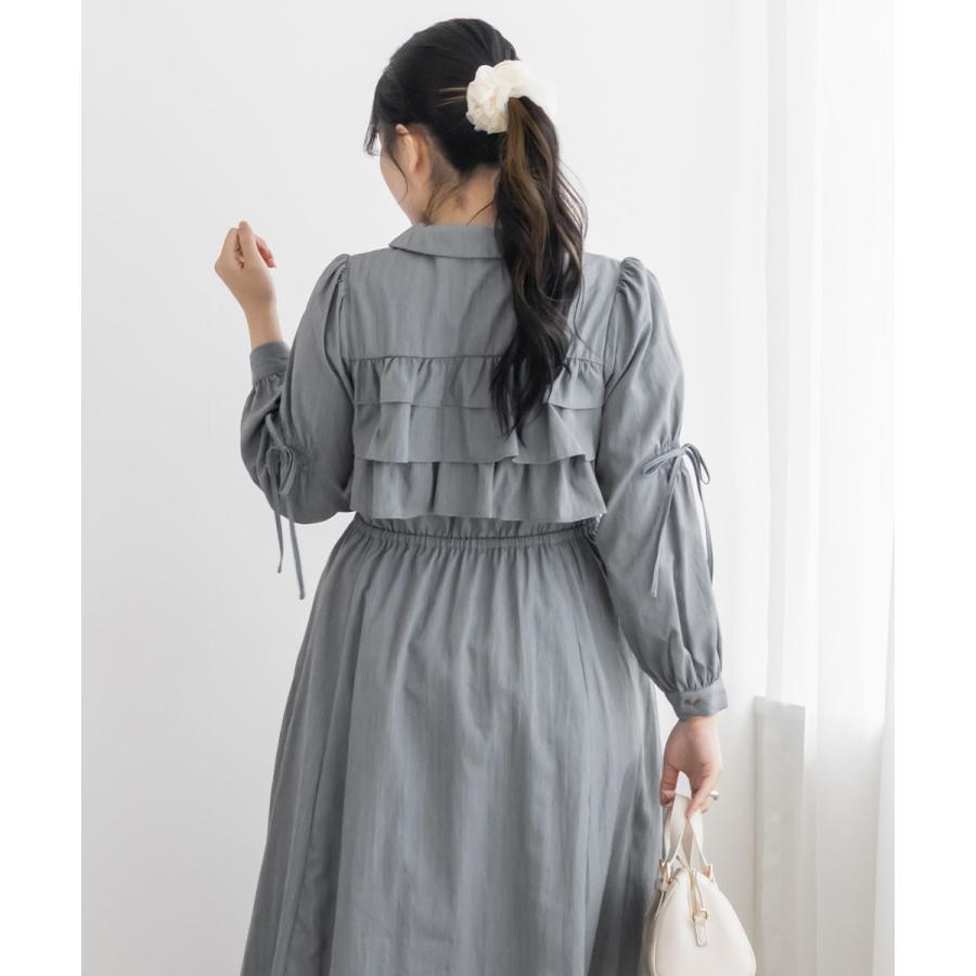 大きいサイズ レディース CLETTEオリジナルフリルティアード長袖シャツ