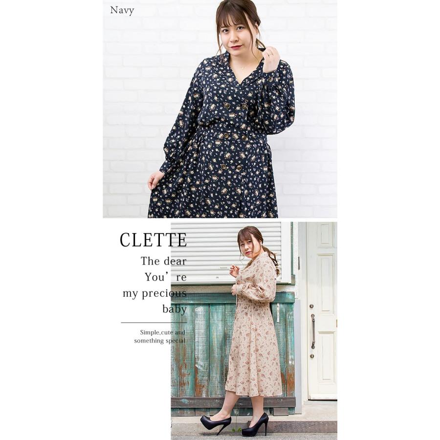 大きいサイズ レディース 開襟デザイン花柄ワンピース｜clette-online｜05