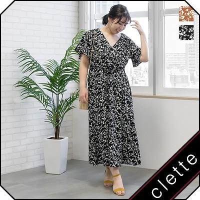 大きいサイズ レディース ウエストリボン花柄カシュクールワンピース B4a 大きいサイズ専門店 Clette 通販 Yahoo ショッピング