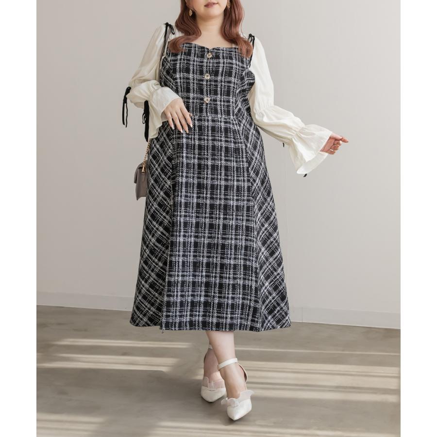 大きいサイズ レディース CLETTEオリジナル☆袖リボンチェック柄