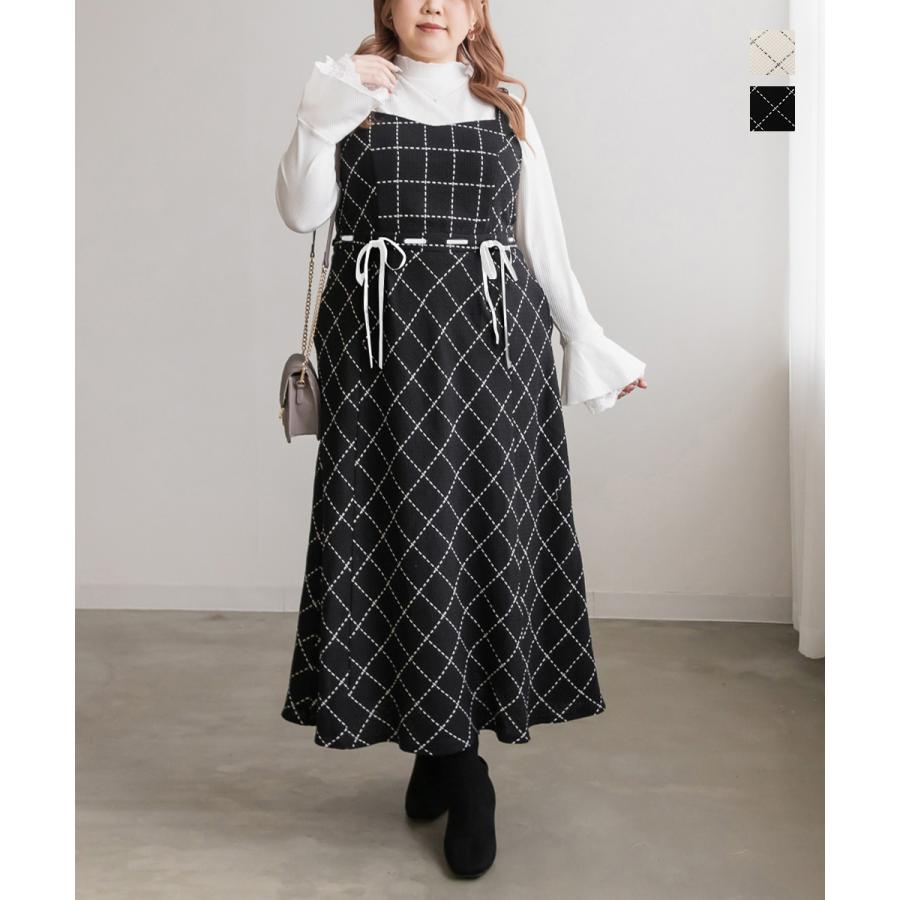 大きいサイズ レディース CLETTEオリジナル☆ステッチチェックウエスト