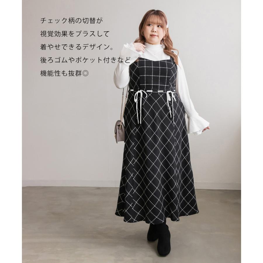 大きいサイズ レディース CLETTEオリジナル☆ステッチチェックウエスト