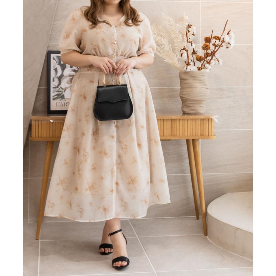 美品　CLETTE 花柄シアーワンピース　ゆったり　大きめサイズ CLETTEオリジナル☆ジャガード花柄シアーワンピース | 大きい