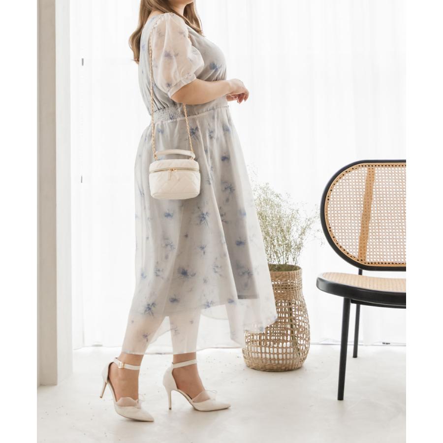 美品　CLETTE 花柄シアーワンピース　ゆったり　大きめサイズ 大きいサイズ レディース CLETTEオリジナル☆シアー花柄