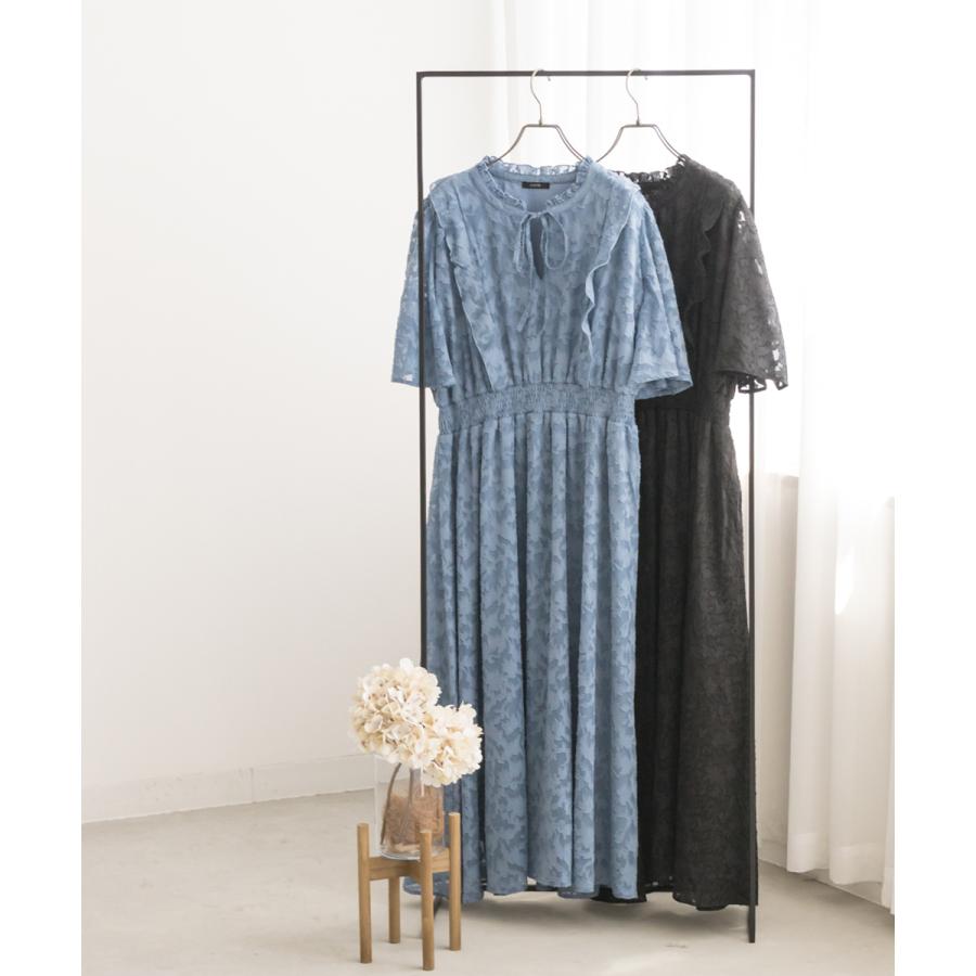 大きいサイズ レディース CLETTE オリジナル シアー 花柄 フリル