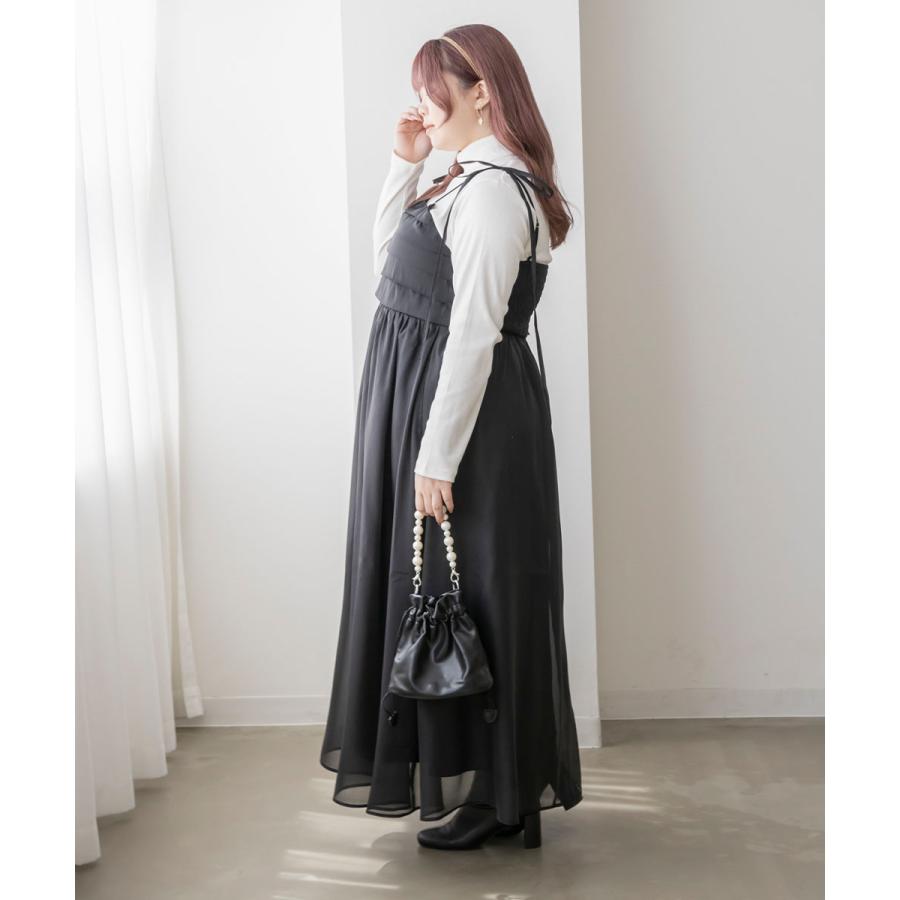 大きいサイズ レディース CLETTEオリジナル☆リボン付きタックシアー