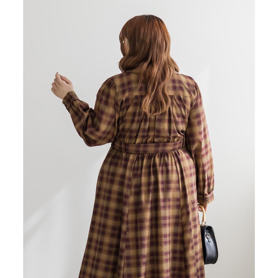 大きいサイズ レディース CLETTEオリジナルチェック柄ジップワンピース