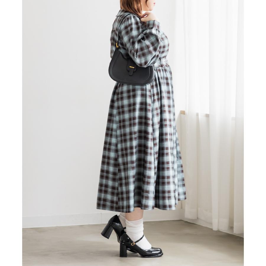 大きいサイズ レディース CLETTEオリジナルチェック柄ジップワンピース