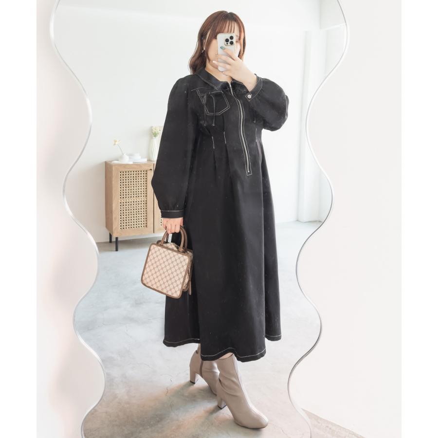 大きいサイズ レディース CLETTEオリジナル配色ステッチウエストタック