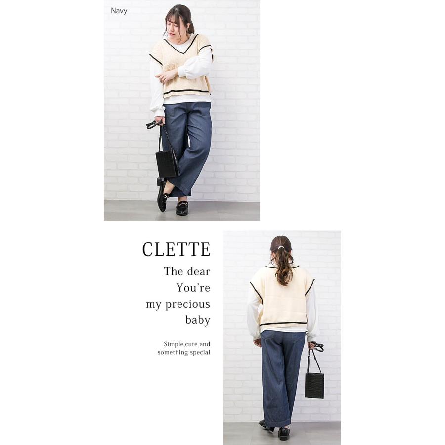 大きいサイズ レディース ライトオンスデニムベイカーワイドパンツ｜clette-online｜05