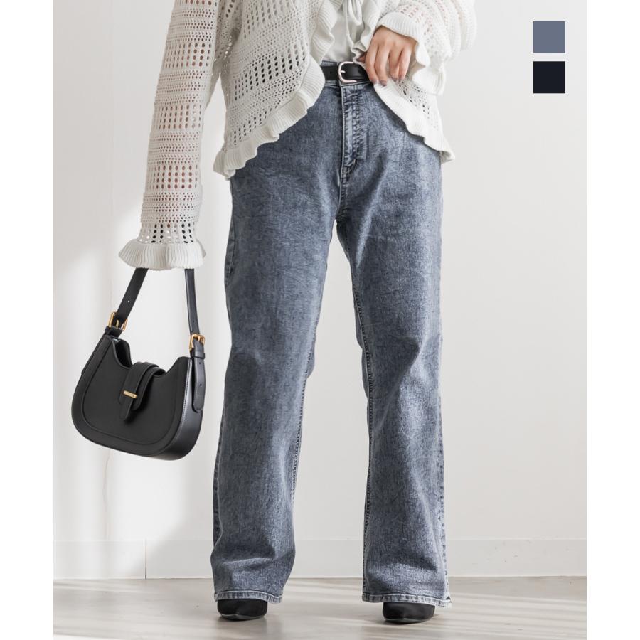 大きいサイズ レディース ストレッチデニムフレアパンツ : 大きい