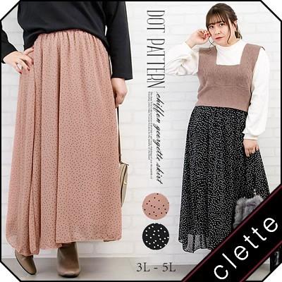 大きいサイズ レディース ドット柄シフォンジョーゼットスカート E1z 大きいサイズ専門店 Clette 通販 Yahoo ショッピング