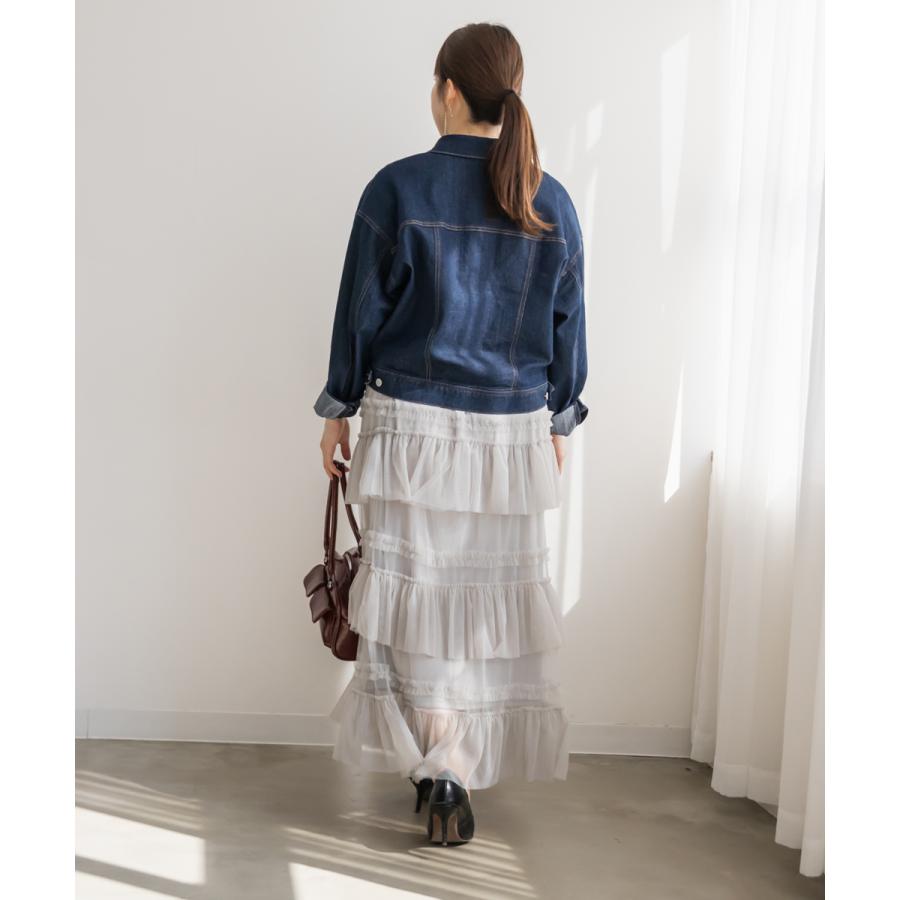 大きいサイズ レディース フリルチュールティアードスカート