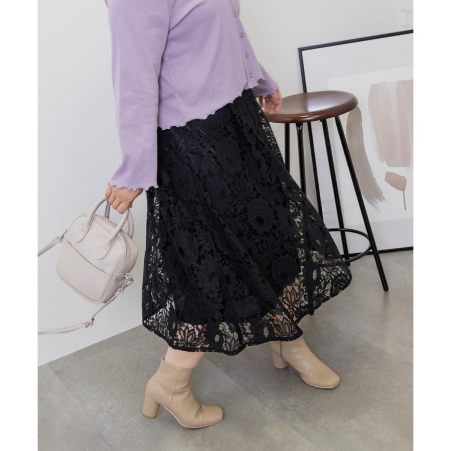 大きいサイズ レディース 総レースフレアスカート E1z 大きいサイズ専門店 Clette 通販 Yahoo ショッピング