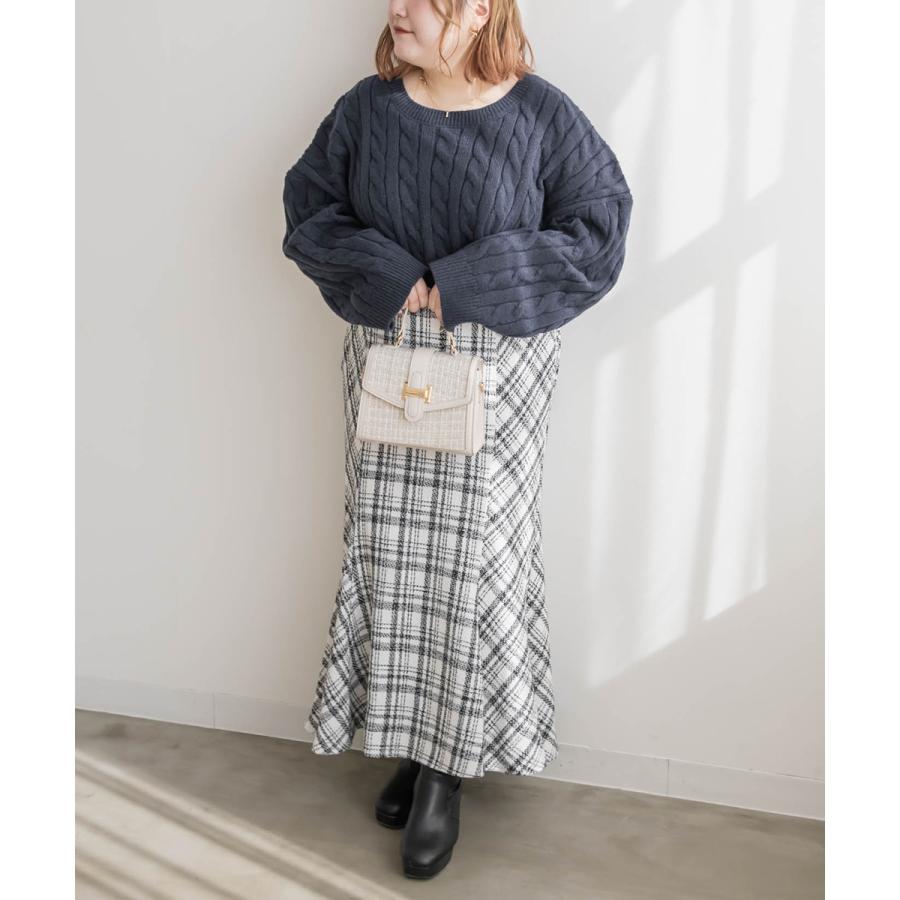大きいサイズ レディース CLETTEオリジナル☆チェック柄ツイード