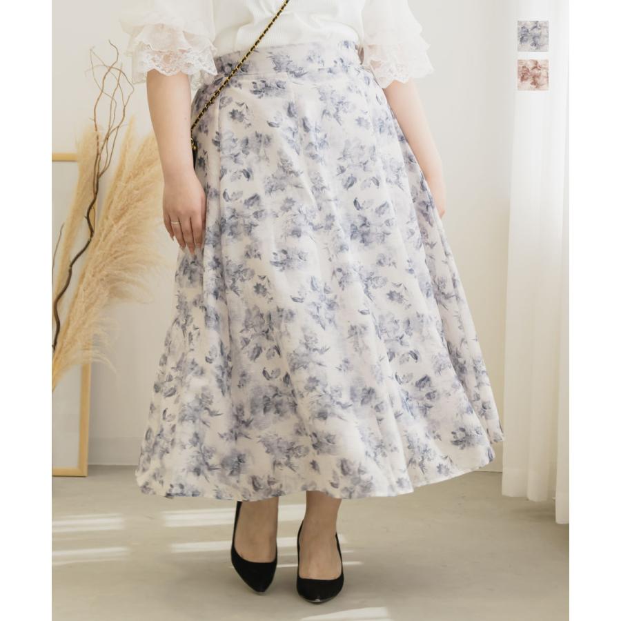 大きいサイズ レディース CLETTE　オリジナル　　ロングスカート　デート　ディナー　お呼ばれ　花柄スカート　LL　3L　4L　クレット｜clette-online｜02