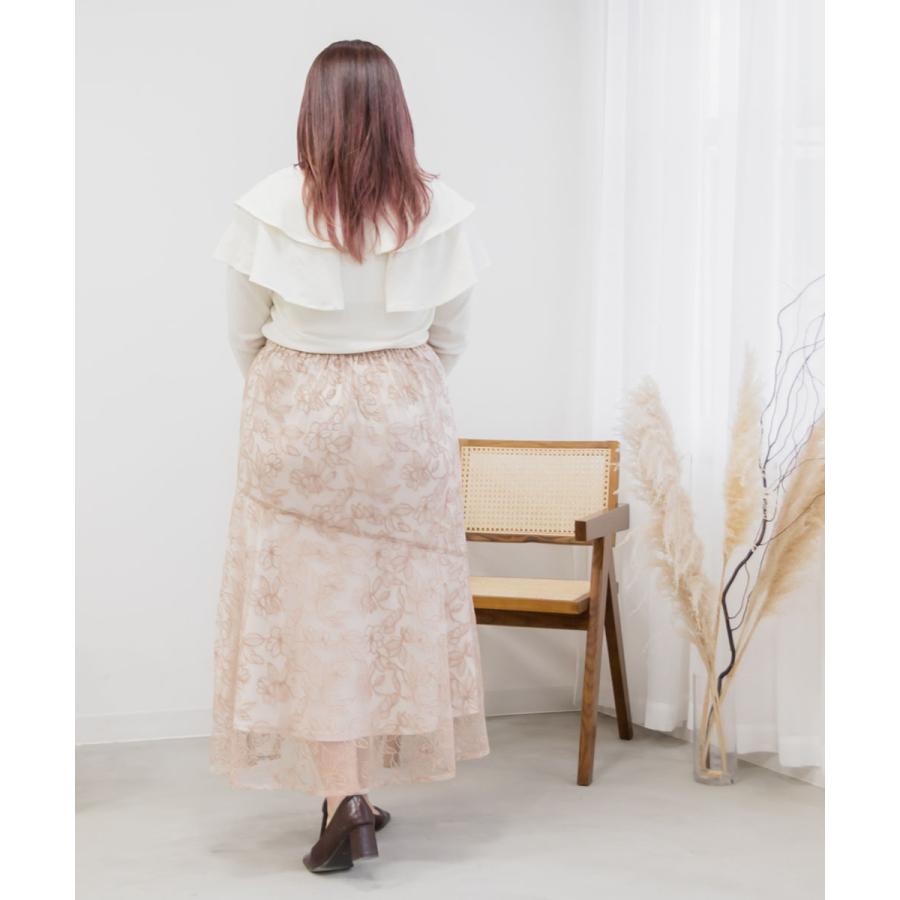 大きいサイズ レディース 花柄刺繍マーメイドスカート｜clette-online｜17