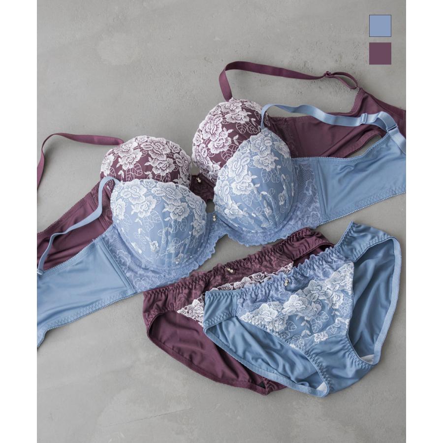 ランジェリークブラジャー&ショーツセット c.u.l ブラジャー ショーツセット シアーフリルフラワーレース