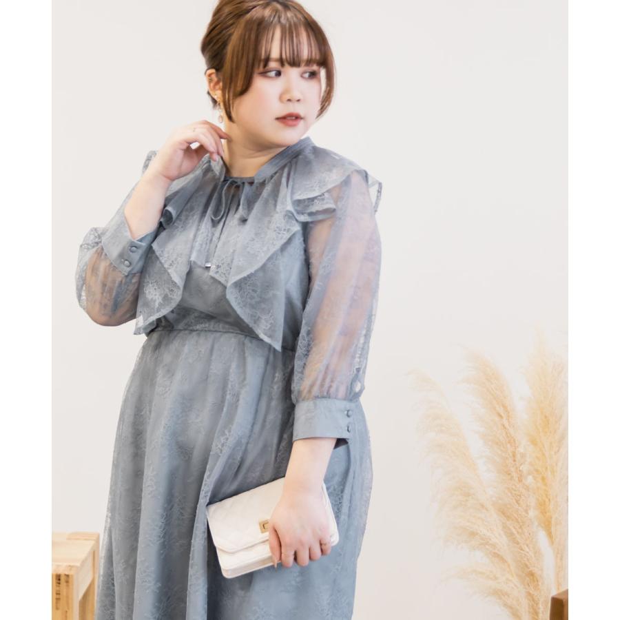 overE レース襟付きワンピース　96サイズ　ライトグレー overE レース襟付きワンピース 96サイズ ライトグレー