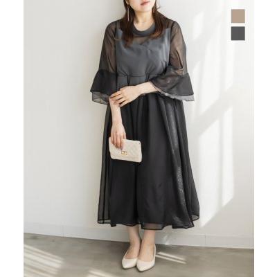 大きいサイズ レディース デコルテシアーカシュクールワンピース