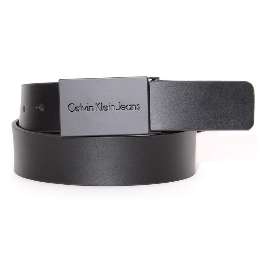 未使用級 カルバンクライン CKシルバーバックル フェイクレザーベルト ブラック Calvin Klein ベルト 「Calvin Klein/カルバンクライン
