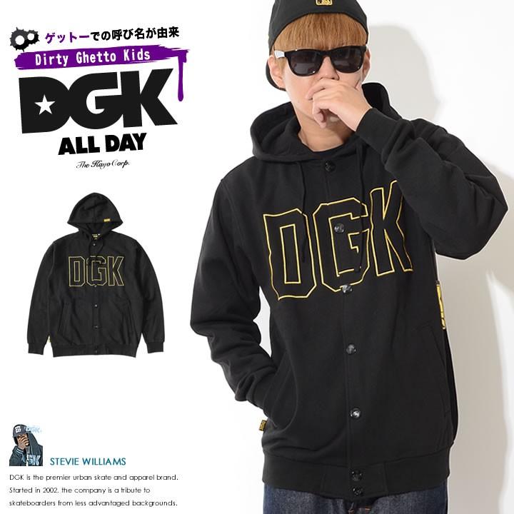 DGK ディージーケー ボタンスウェットパーカー センターロゴ刺繍