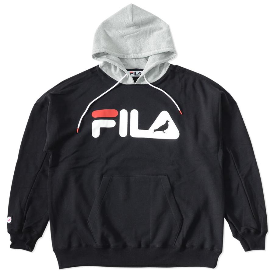 FILA×STAPLE スウェットパーカー 切替フード ネームロゴ ピジョンA 