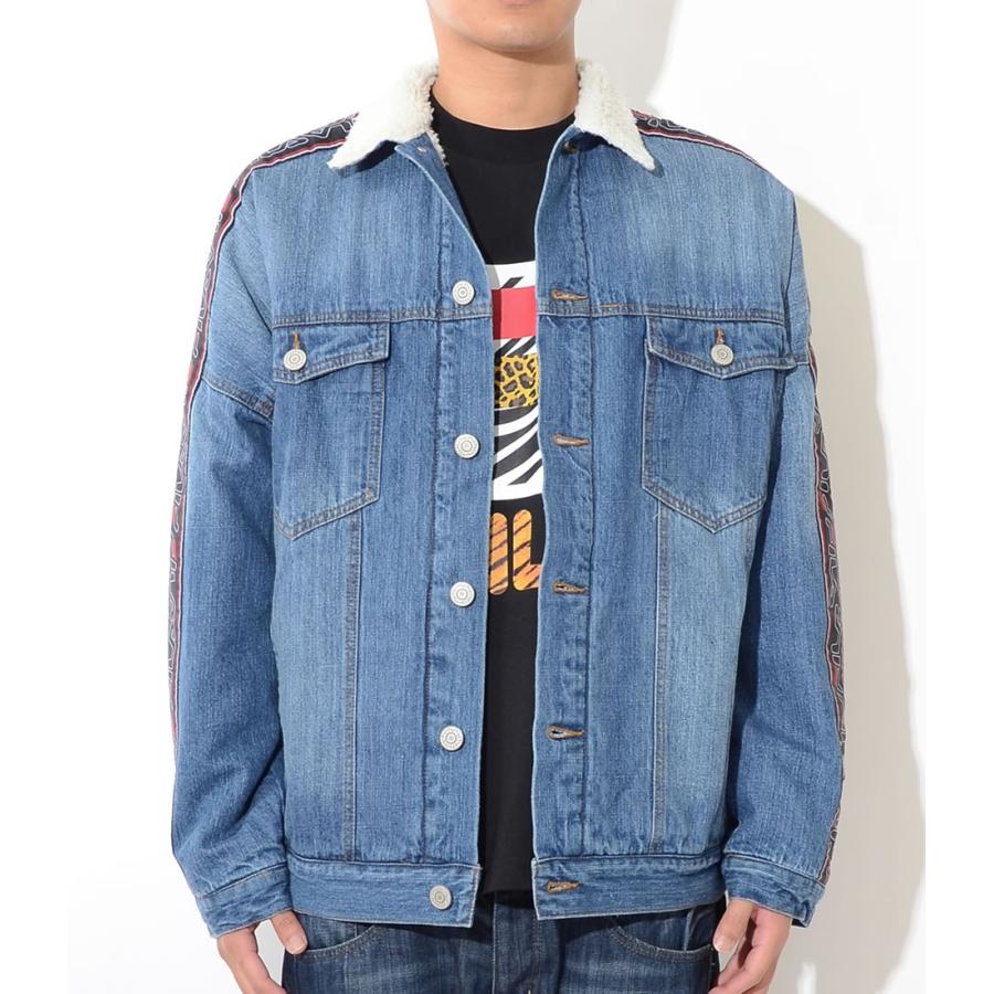 FILA フィラ デニムジャケット ウォッシュ インナーボア アームテープ