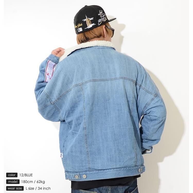 FILA フィラ デニムジャケット ウォッシュ インナーボア アームテープ 
