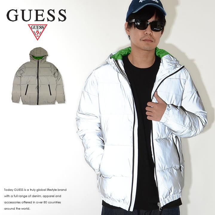 GUESS（ゲス） 中綿ジャケット オールリフレクター ラバーロゴ