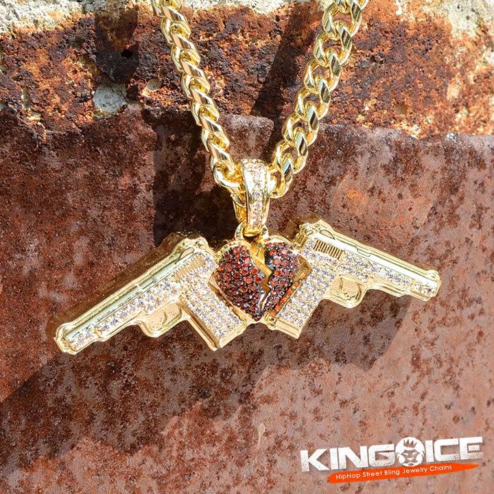 KING ICE キングアイス ネックレス ゴールドチェーン NLE Choppa コラボ ダブルガンハート セール : kingice17394 :  CLEVER-HEADS クレバーヘッズ - 通販 - Yahoo!ショッピング