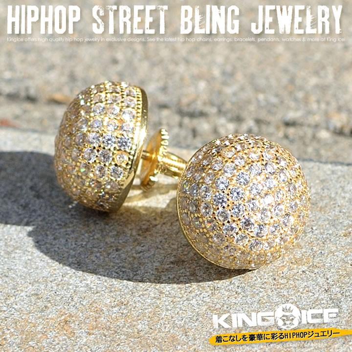 KINGICE キングアイスリング ピアス ゴールド KING ICE キングアイス ゴールドピアス 2個セット ドーム型 14金