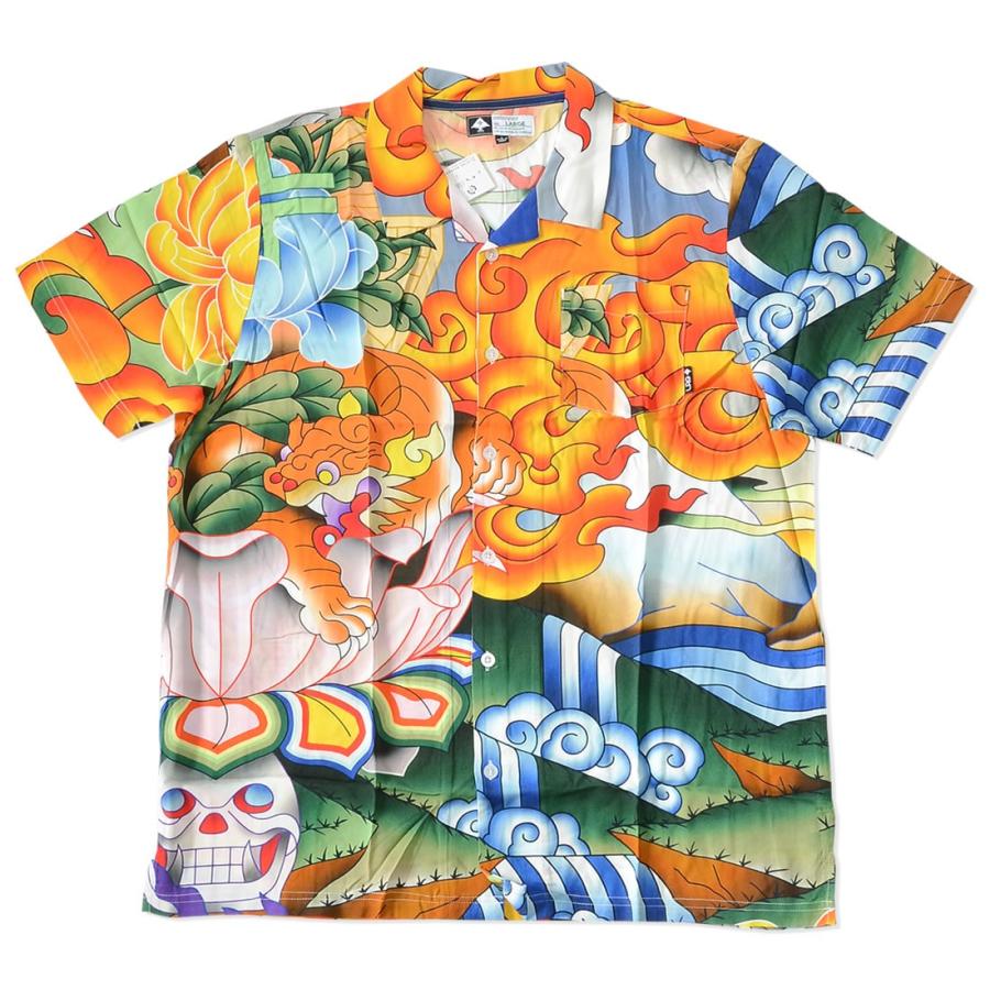 LRG エルアールジー 半袖シャツ 総柄 アジアンデザイン ビッグイラスト (E202001) セール | LRG | 01