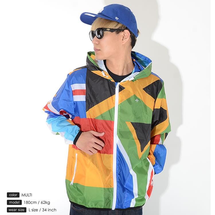 LRG エルアールジー ナイロンジャケット ウィンドブレーカー 総柄 国旗
