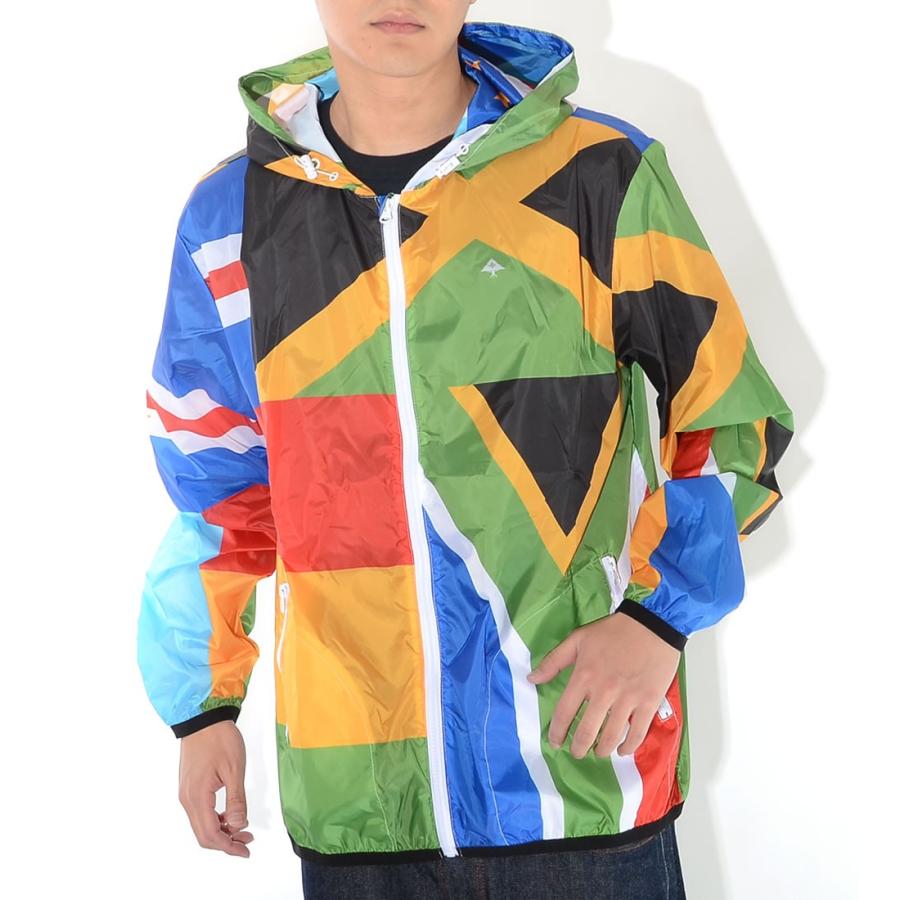 LRG エルアールジー ナイロンジャケット ウィンドブレーカー 総柄 国旗