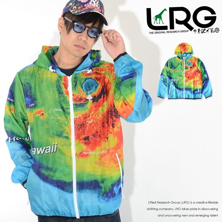 LRG エルアールジー ナイロンジャケット 総柄 ワールドマップ 台風表示 LRG 迷彩柄ナイロンジャケット