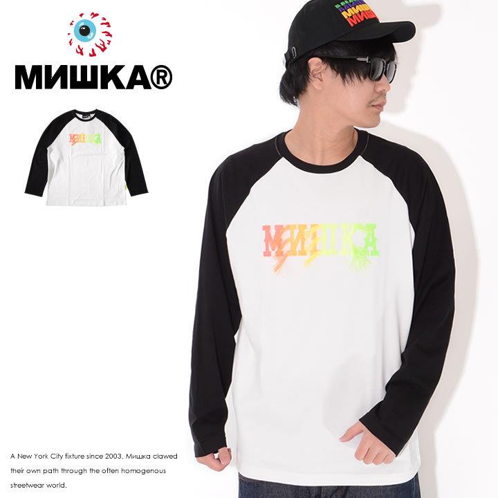 MISHKA ミシカ ロンT 長袖 ラグラン ネームロゴ刺繍 フリンジ 